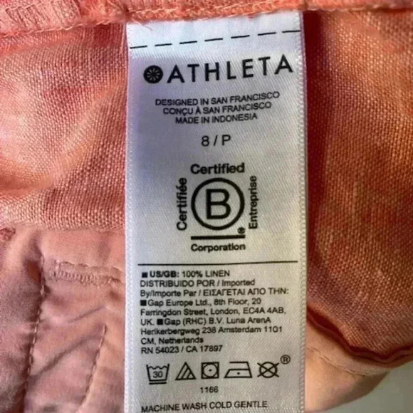 Athleta Retreat 100% Linen Sunset Glow Orange Jogger pants NWOT Size 8 - Picture 13 of 13